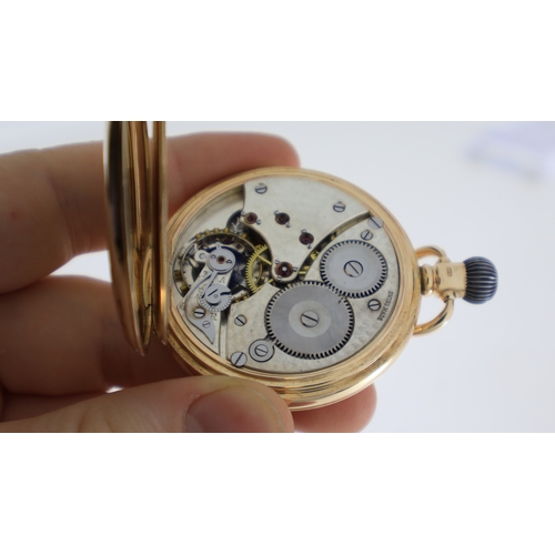 179 - 9ct HAMILTON & CO FULL HUNTER POCKETWATCH,  white dial with Roman numerals, signed Hamilton & Co, St... 