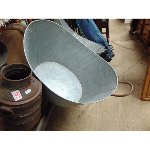 247 - large galvanised planter H41