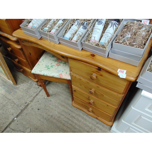 268 - pine dressing table & stool