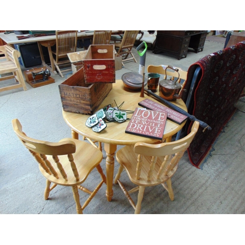 279 - Pine table & chairs