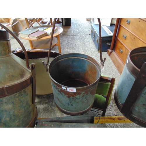 492 - metal rustic bucket H182