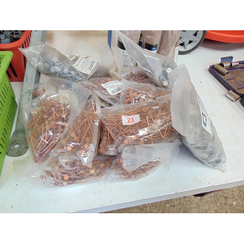 23 - Qty aluminium tile peg  / nails