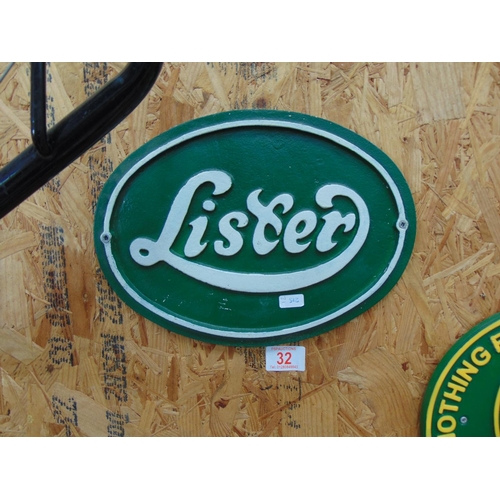 32 - cast iron wall plaque LISTER H215