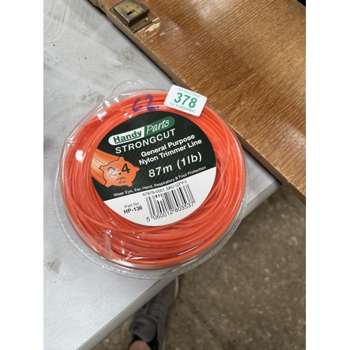 378 - 87 metres new nylon strimmer line in packet