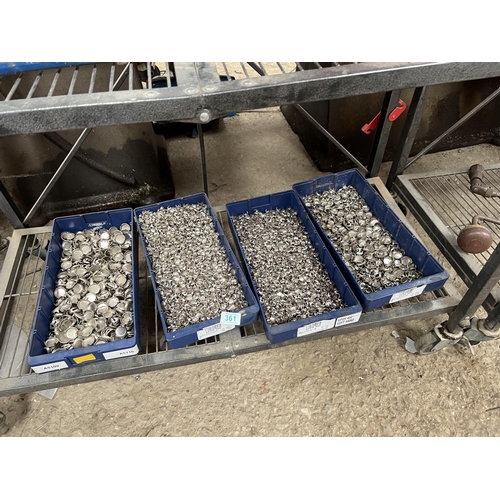 361 - lsrge Qty stud fixings 4 trays