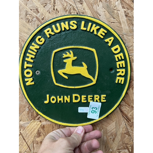 93 - H 321 John Deere plaque