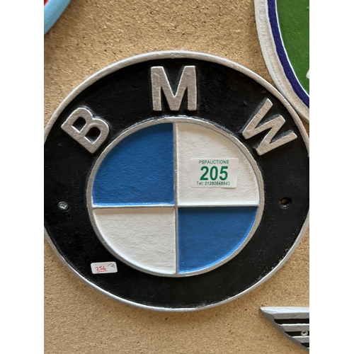 205 - cast iron wall plaque BMW h256