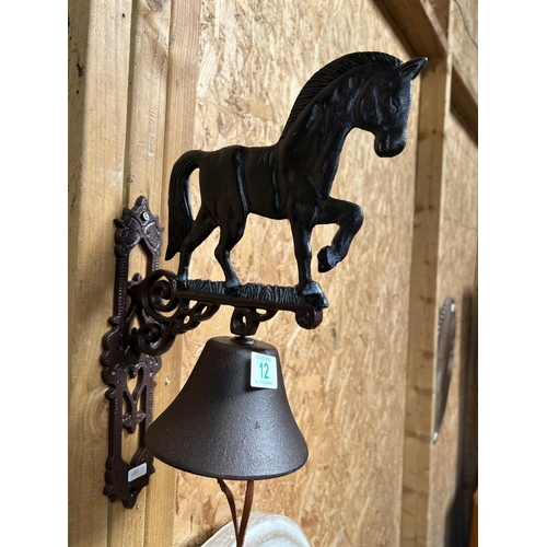 12 - cast metal wall bell HORSE h107