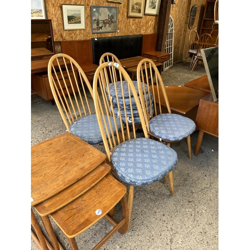 25 - 4 x Ercol chairs plus seat pads , Mid Century