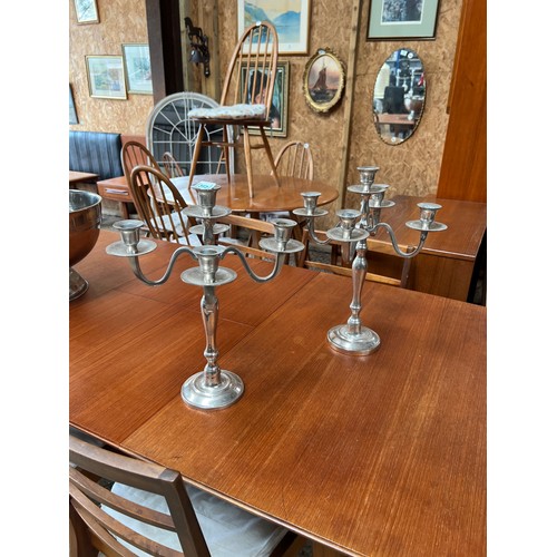 35 - Pair metal candelabra / candle holders