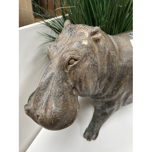 79 - very heavy 2 person lift , granite statue of HIPPO approx 22” x 16”