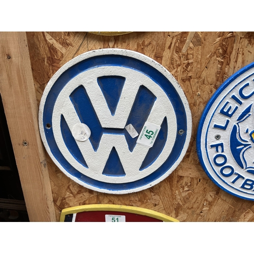 45 - Cast iron wall plaque VW