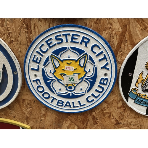 46 - Cast iron wall plaque LEICESTER football club h232