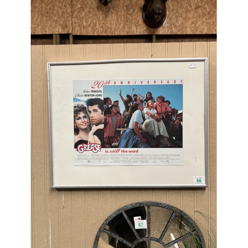 66 - framed Lobby card GREASE