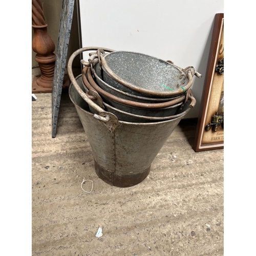 71 - 5 x galvanised buckets h187