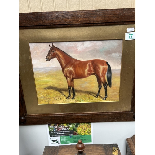 77 - framed oil paining of Chesnut horse