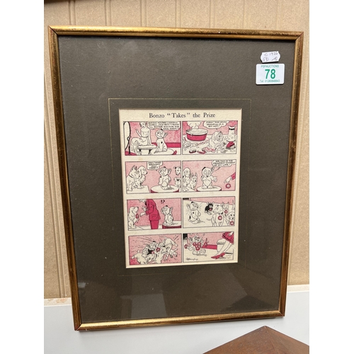 78 - framed Humorous Bonzo cartoon