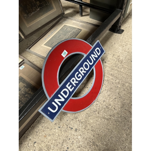 108 - large metal UNDERGROUND wall plaque h267