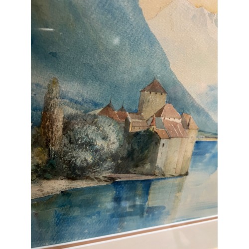 14 - no72 19 century watercolor chateau chillon