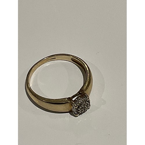 101 - 9ct gold ring full hallmarks diamond cluster ring 2.1 grams