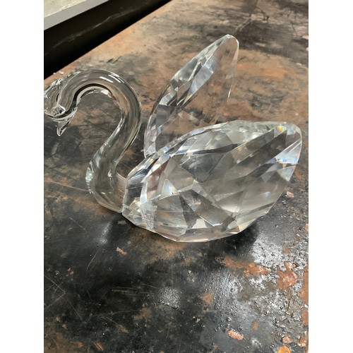 120 - large Glass crystal swan open wings wings 6” x 4” x 4”