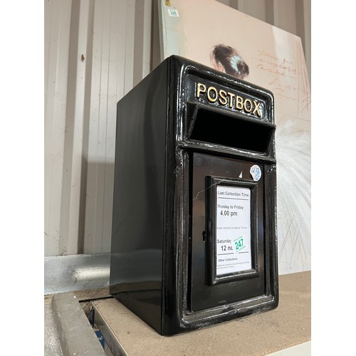 247 - cast metal black post box h56