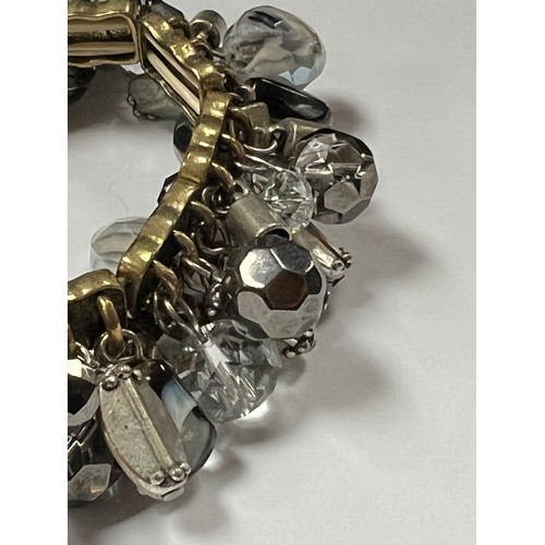 126 - chunky fashion bracelet black / clear charms