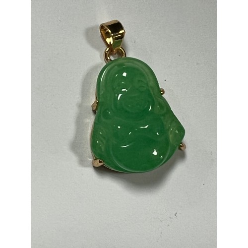 132 - gold plated faux jade Buddha pendant