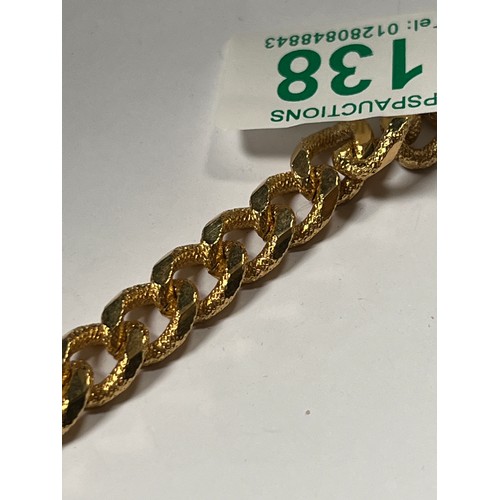 138 - 14ct gold plated bracelet curb design