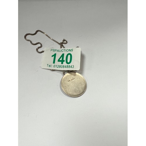 140 - silver stamped 925 St Christopher pendant on chain