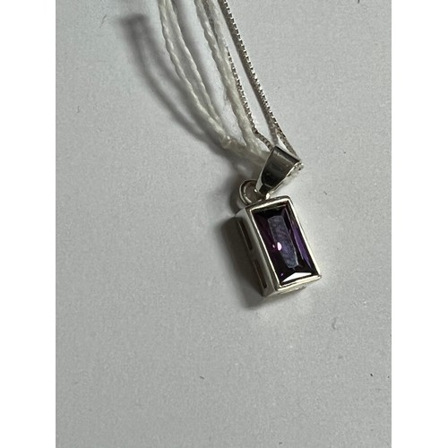 275 - silver necklace with Amethyst purple pendant