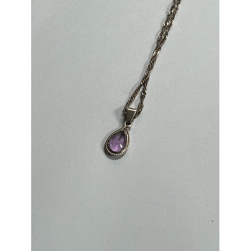 281 - silver necklace with purple amethyst stone