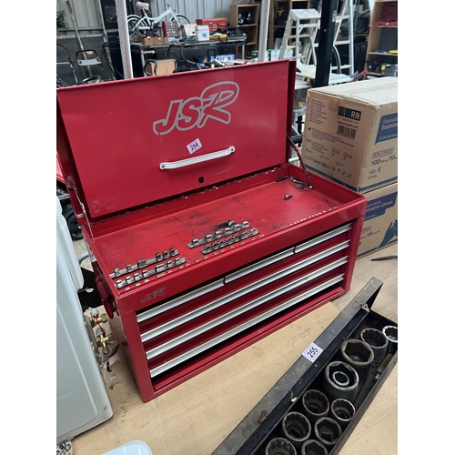 254 - red metal tool box