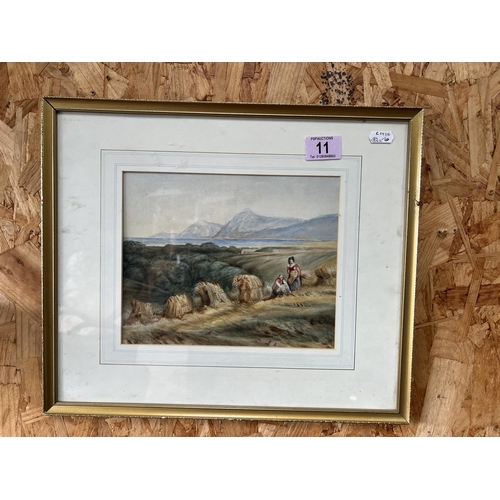 11 - no8    antique watercolour  heymaking