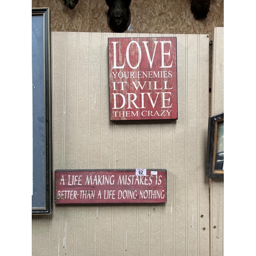 62 - m315 x 2 wooden signs