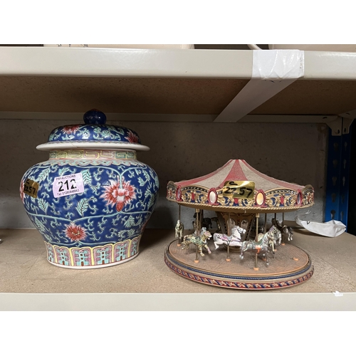 212 - lidded China urn plus Carousel