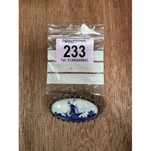 233 - blue / white deft brooch