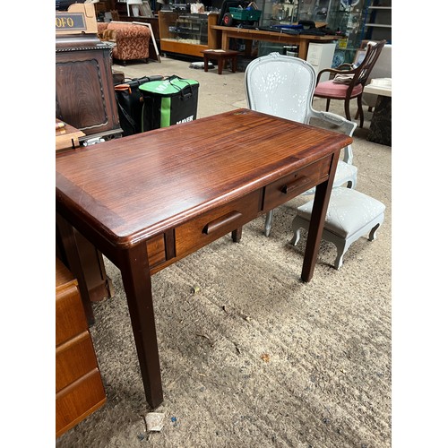 606 - 2 draw desk / table Mid century made by Abbess (stamped inside draw)