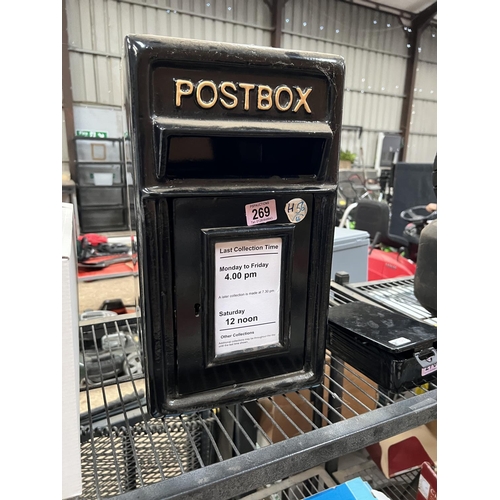 269 - black post box with key h56