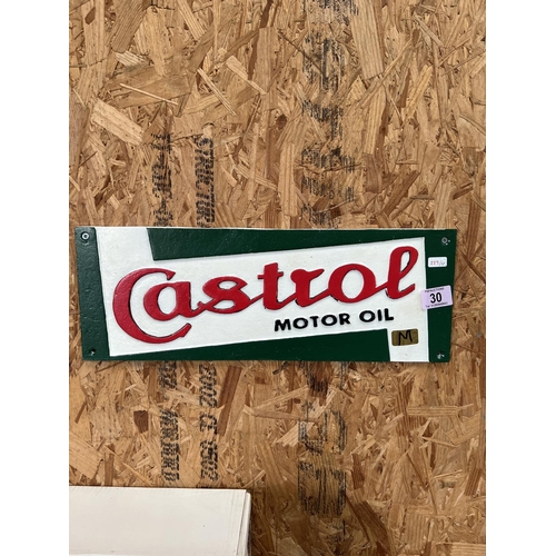 30 - cast iron wall plaque Castrol motor oil h227