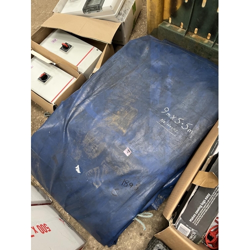 487 - large tarpaulin/ lorry cover 9 metre x 5.5 metre