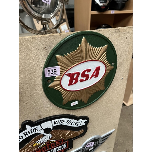 539 - cast iron wall plaque BSA H282