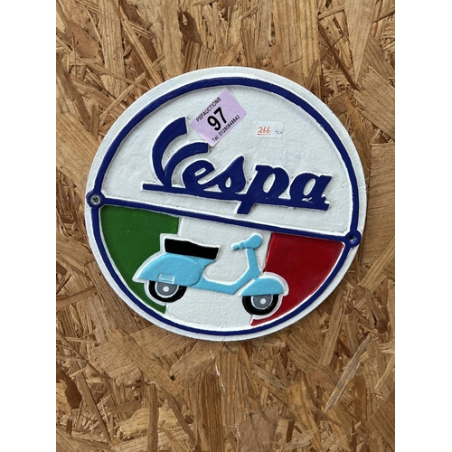 97 - cast iron wall plaque Vespa h266