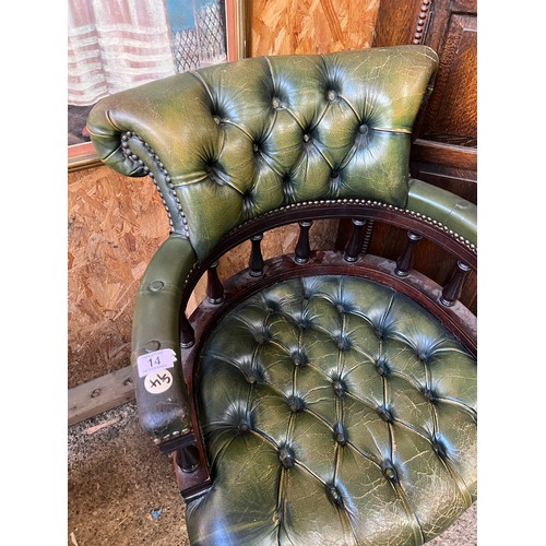 14 - green chesterfield captain chair a/f