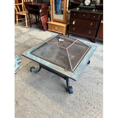 50 - large fire pit on stand with copper tray