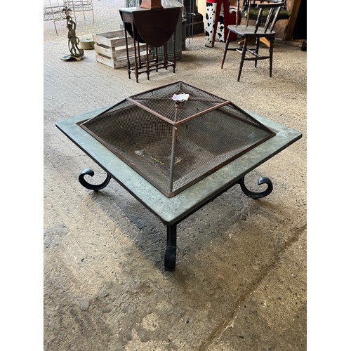 50 - large fire pit on stand with copper tray