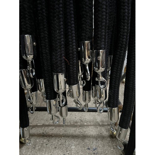 112 - black barrier rope with chrome fittings x 6