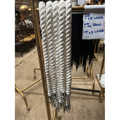 117 - white barrier rope with chrome fittings x 5