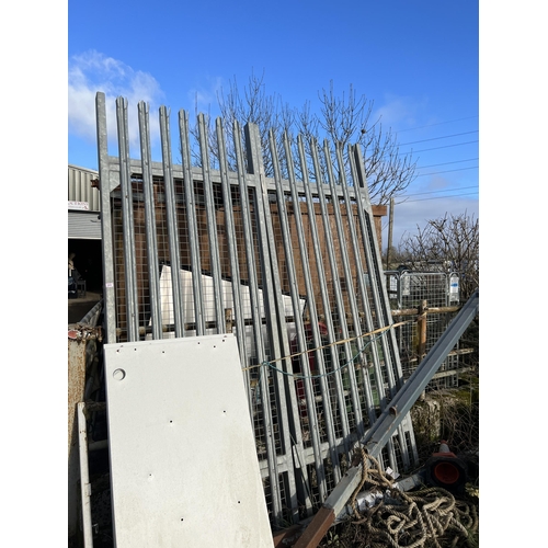 519 - pair large Galvanised security gates plus fittings