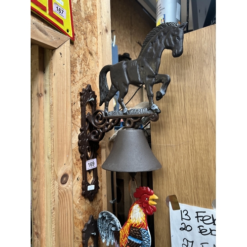 169 - cast iron wall bell HORSE h121